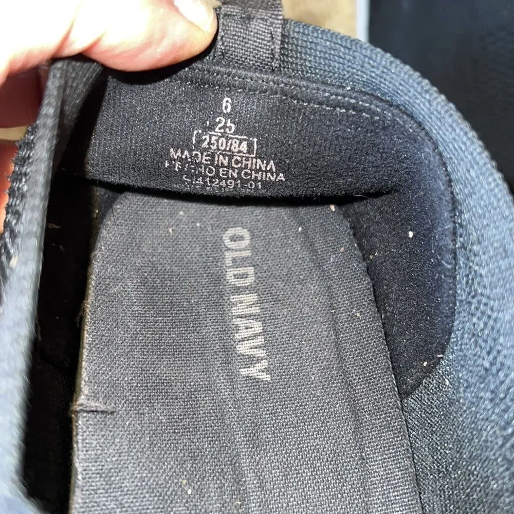 Old Navy - boys jet black and white slip on sneakers